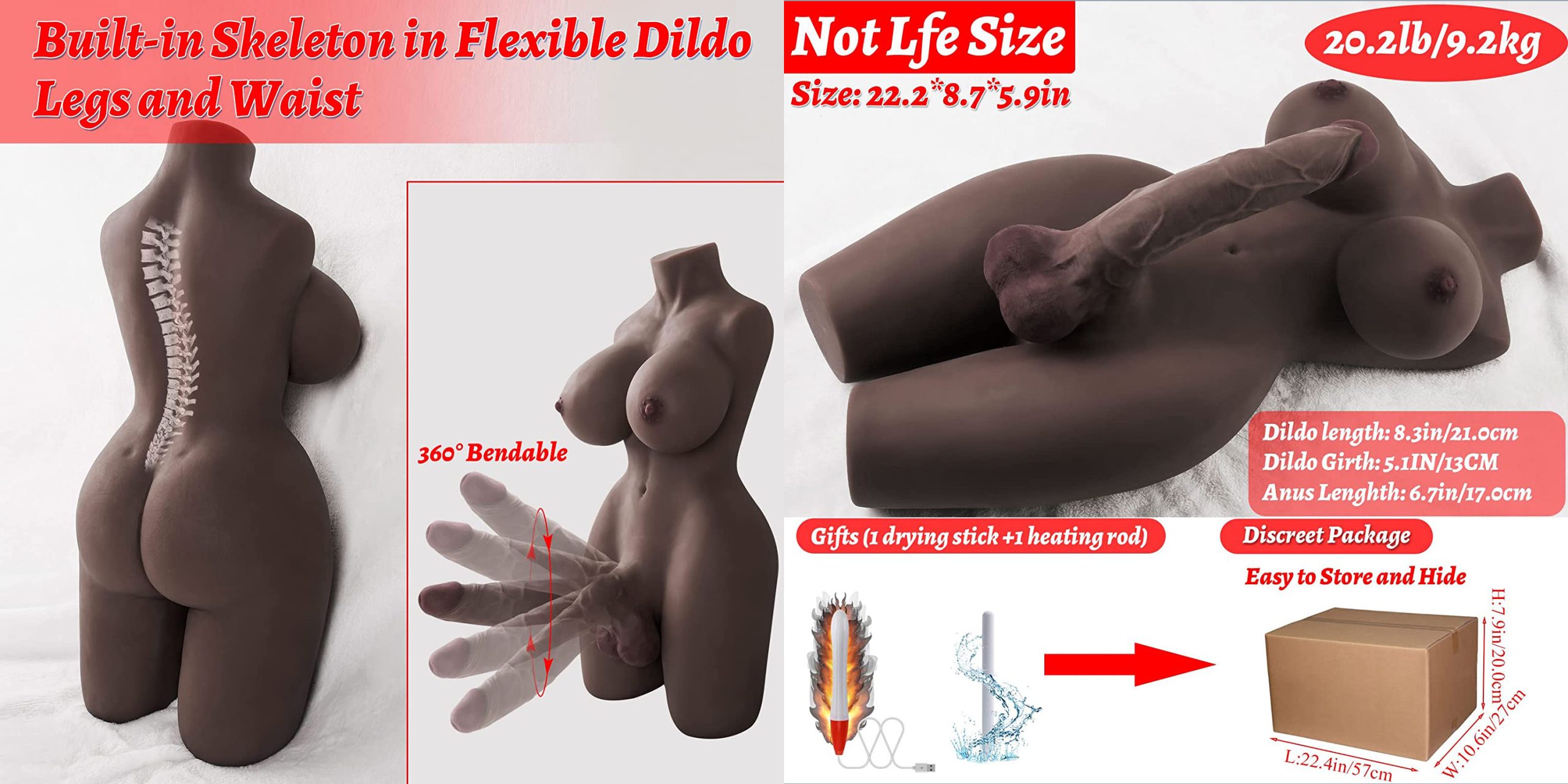 Shemale Sex Doll with Torso Realistic Dildo Breasts and Anal Lifelike Transsexual Love Dolls Hugh Penis Silicone Breast Anal Testicles